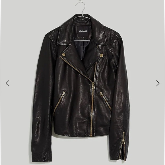 Madewell Jackets & Blazers - NWT Madewell Washed Leather Motorcycle Jacket: Brass Hardware Edition
